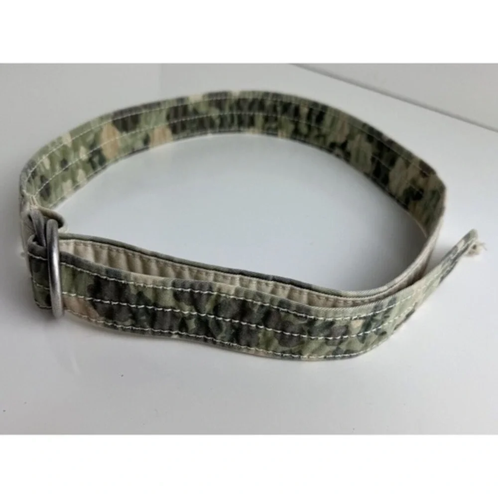 LOFT Reversible Camo Canvas D-Ring‎ Belt Khaki Tan Military Utility Chic 47-70